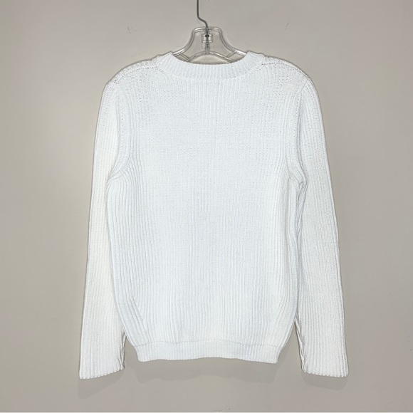 NEW Sandro Sharlene Knit Sweater (Sz 3 / L) Ribbed Crewneck Blanc Navy - Picture 10 of 16
